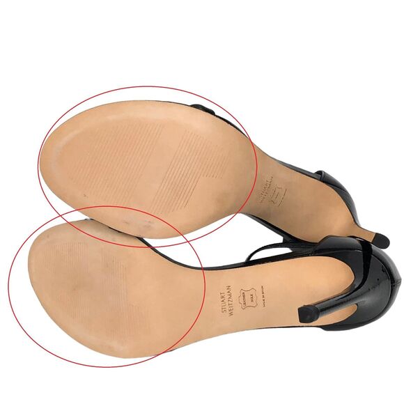 Tried On Only Stuart Weitzman Nudistsong Black Patent Leather Sandals Heels 12 - Picture 9 of 12